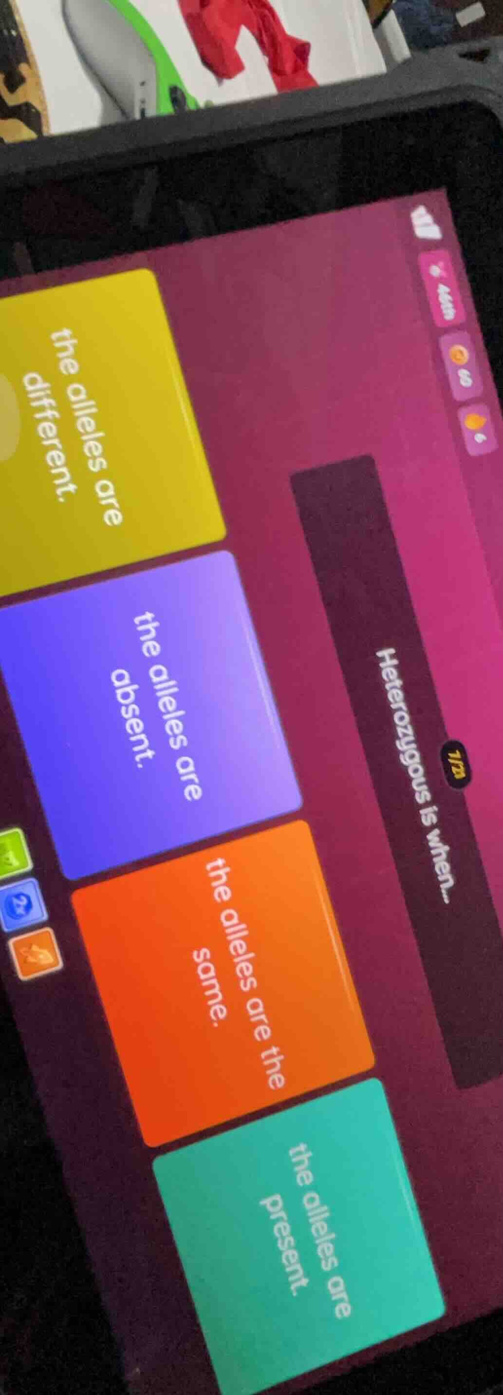 heterozygous is when... the alleles are different. the alleles are abse…