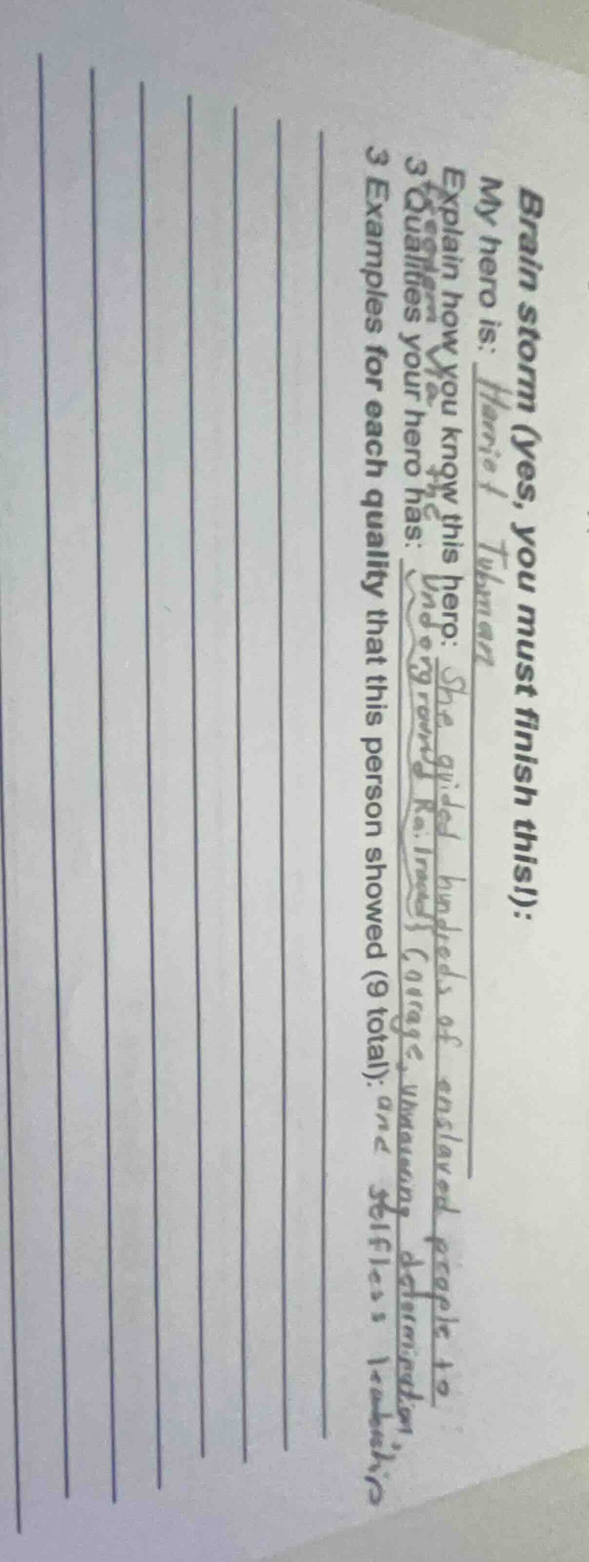 brain storm (yes, you must finish this!): my hero is: harriet tubman ex…