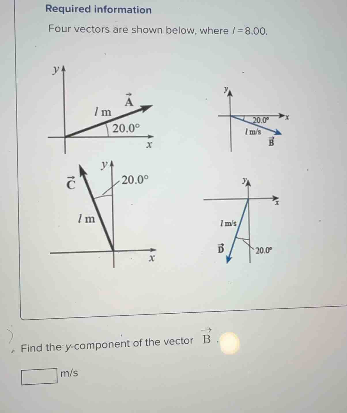 required information four vectors are shown below, where ( l = 8.00 ). …