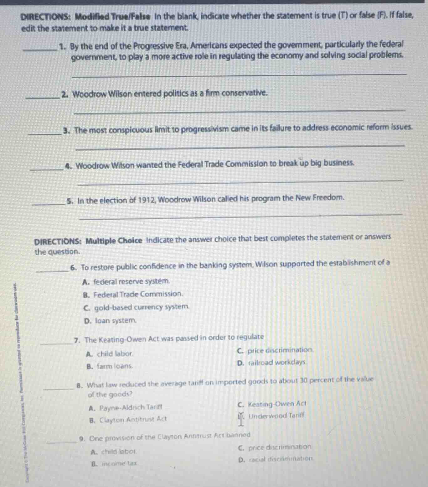 directions: modified true/false in the blank, indicate whether the stat…