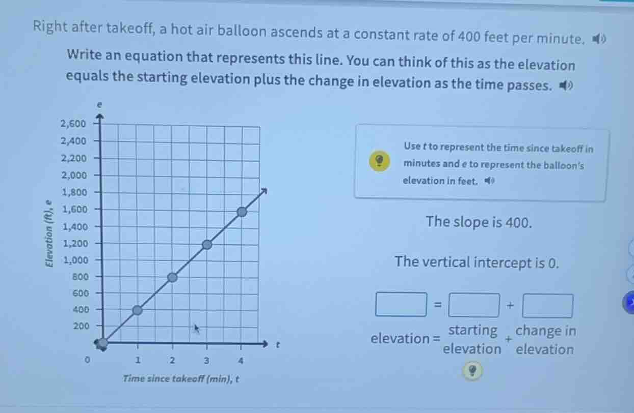 right after takeoff, a hot air balloon ascends at a constant rate of 40…