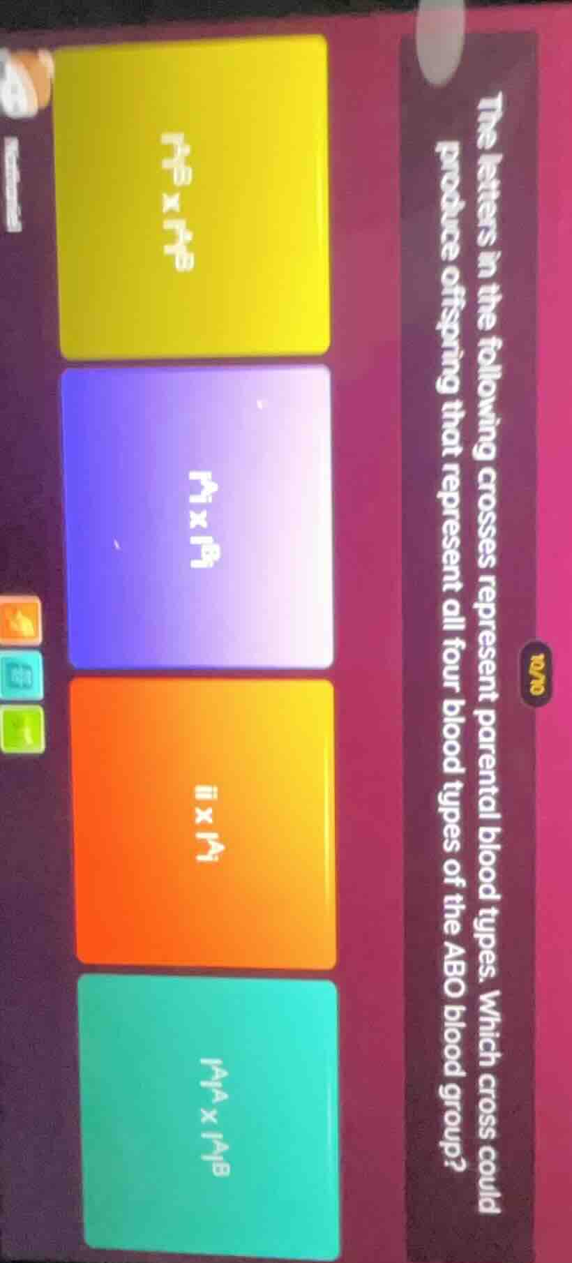 the letters in the following crosses represent parental blood types. wh…