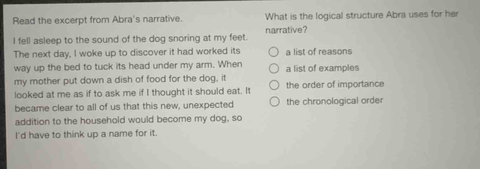 read the excerpt from abras narrative. i fell asleep to the sound of th…