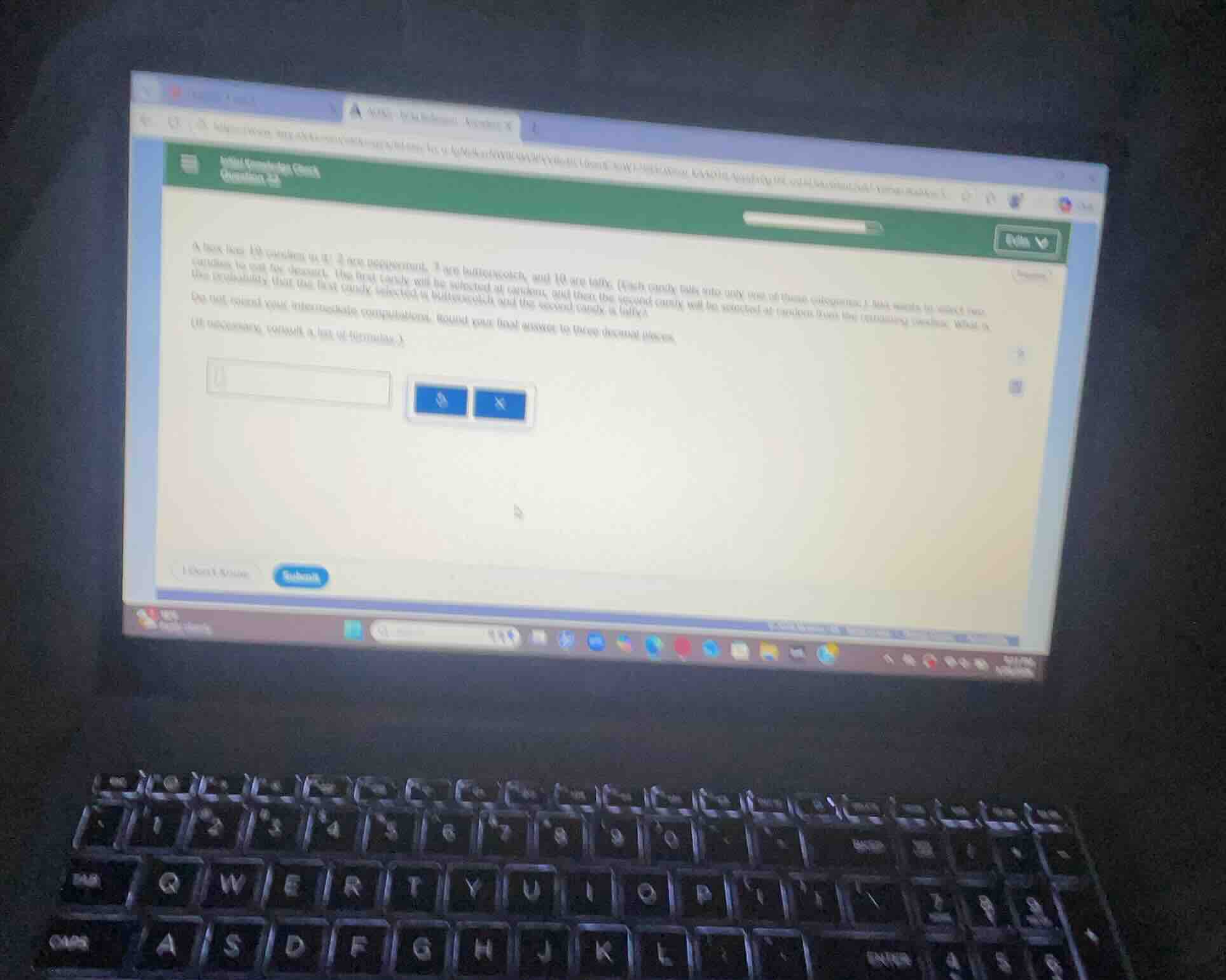 a box has 10 candies: 3 are peppermint, 2 are butterscotch, and 5 are t…