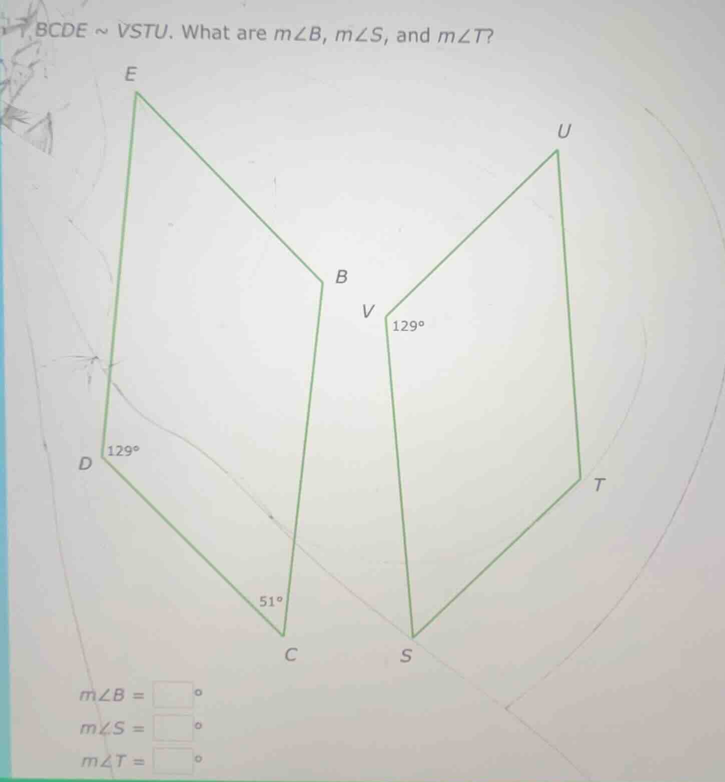 bcde ~ vstu. what are ( mangle b ), ( mangle s ), and ( mangle t )?