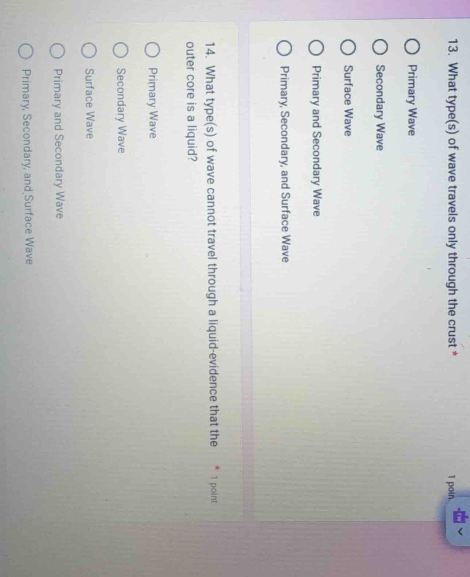 13. what type(s) of wave travels only through the crust * 1 point prima…