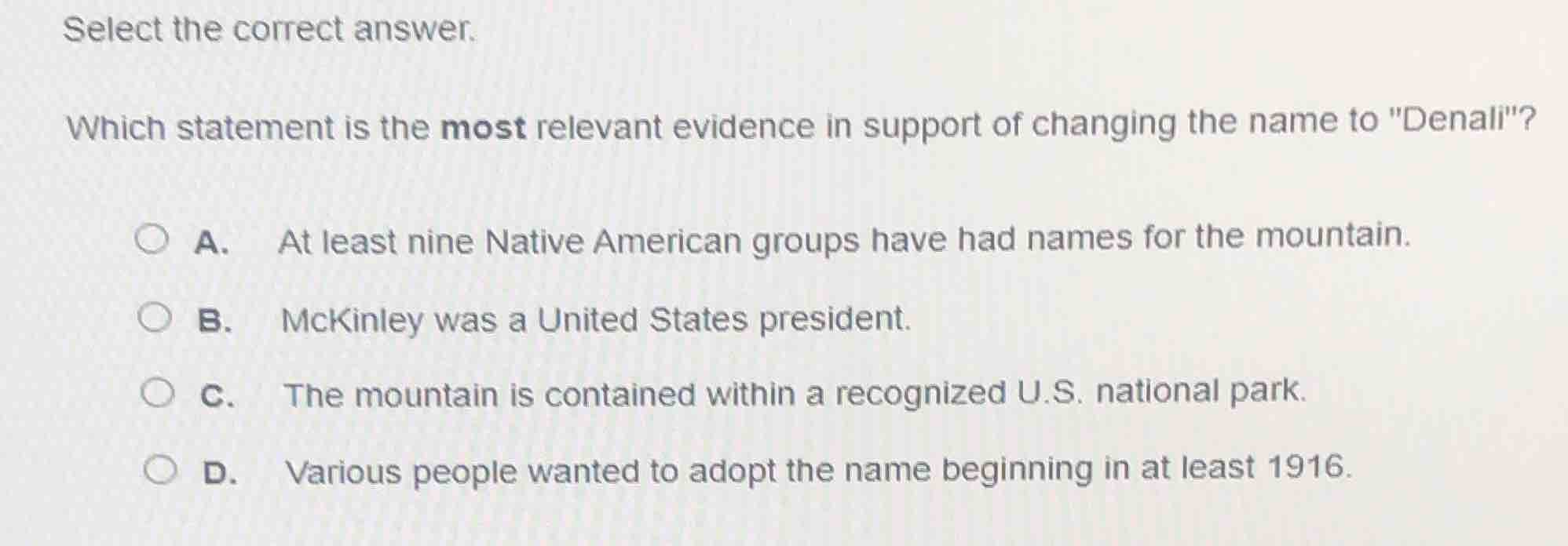 select the correct answer. which statement is the most relevant evidenc…