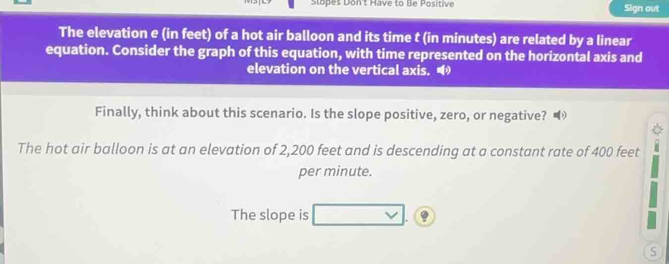 slopes dont have to be positive sign out the elevation e (in feet) of a…