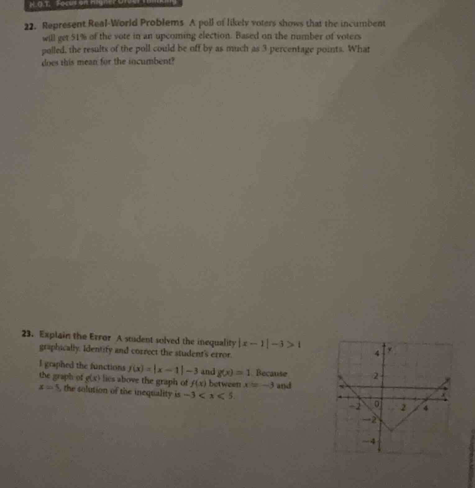 22. represent real - world problems a poll of likely voters shows that …