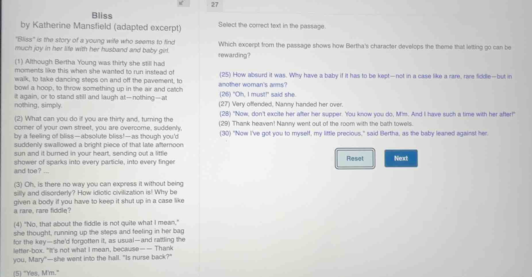 bliss by katherine mansfield (adapted excerpt) \bliss\ is the story of …