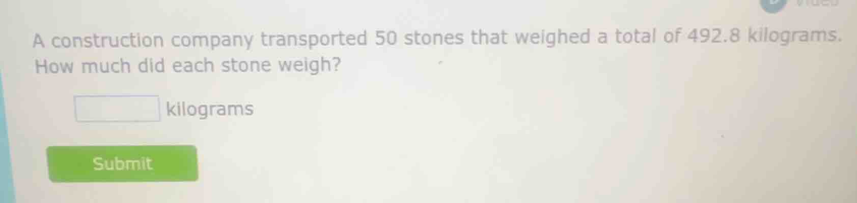 a construction company transported 50 stones that weighed a total of 49…