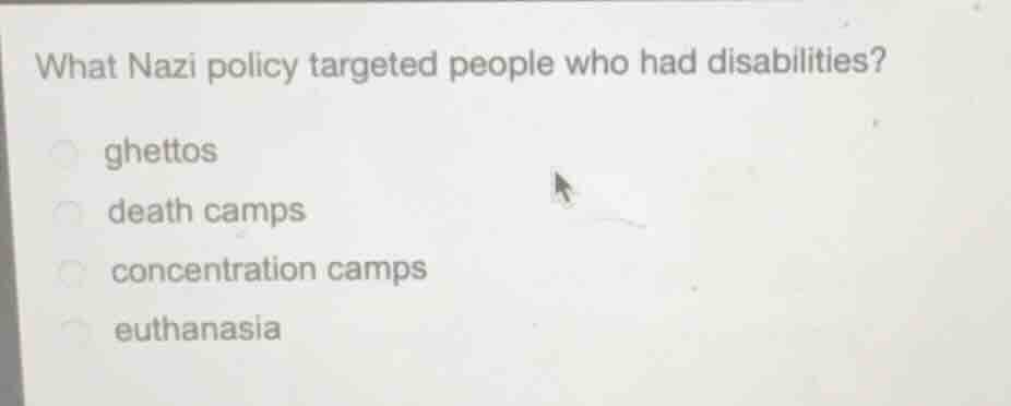 what nazi policy targeted people who had disabilities? ghettos death ca…