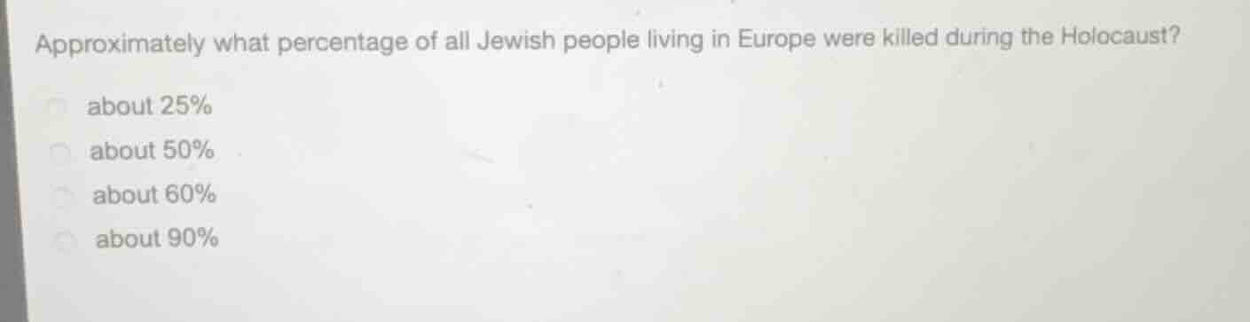 approximately what percentage of all jewish people living in europe wer…