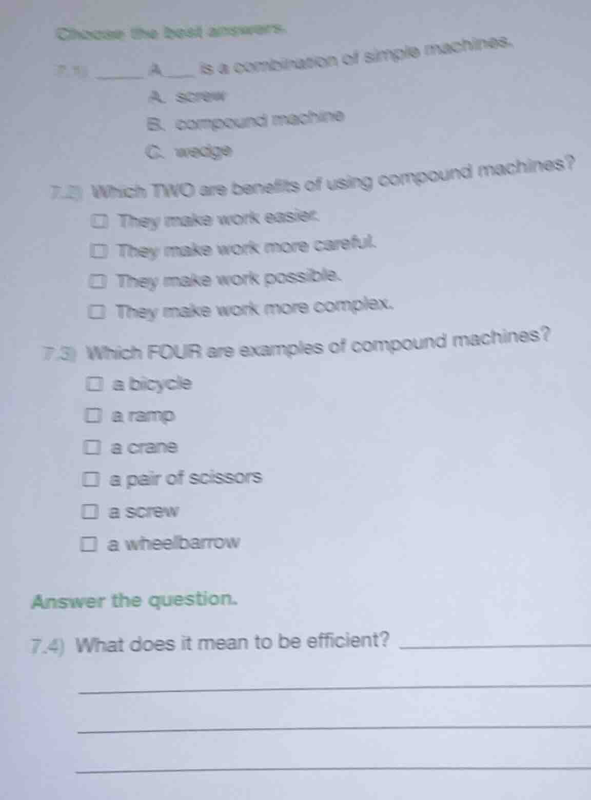 choose the best answers. 7.1) ____ a ____ is a combination of simple ma…