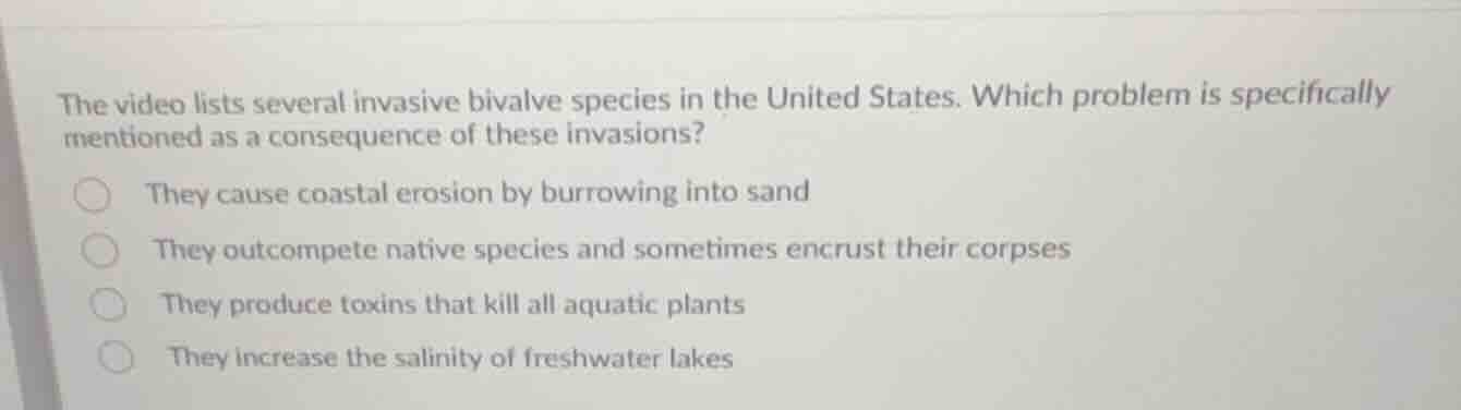 the video lists several invasive bivalve species in the united states. …