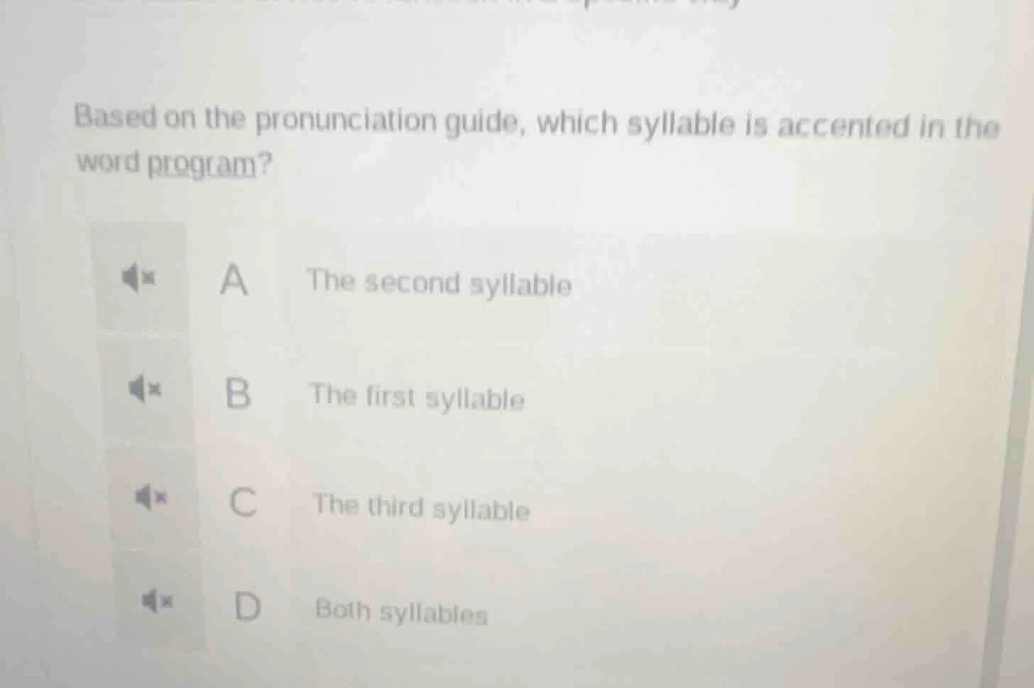 based on the pronunciation guide, which syllable is accented in the wor…
