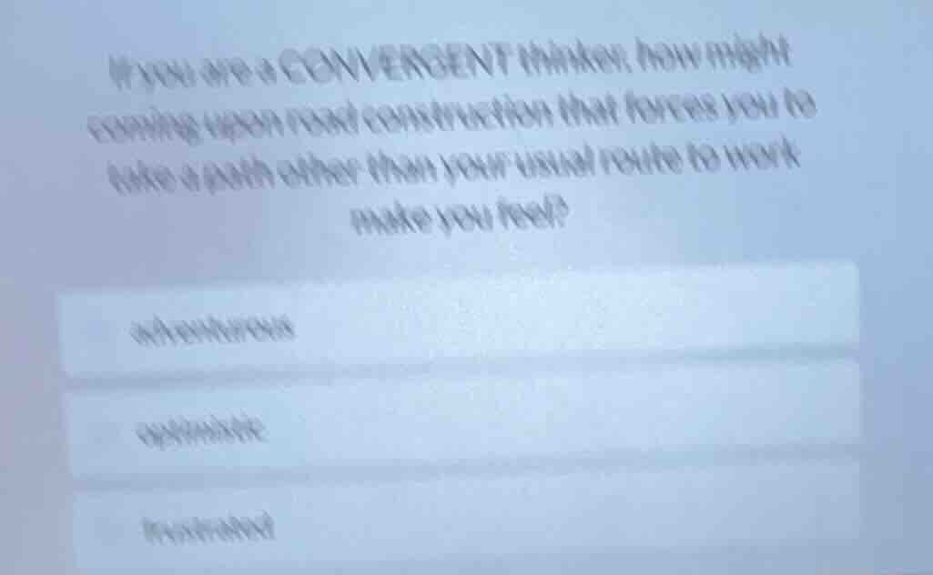 if you are a convergent thinker, how might coming upon road constructio…