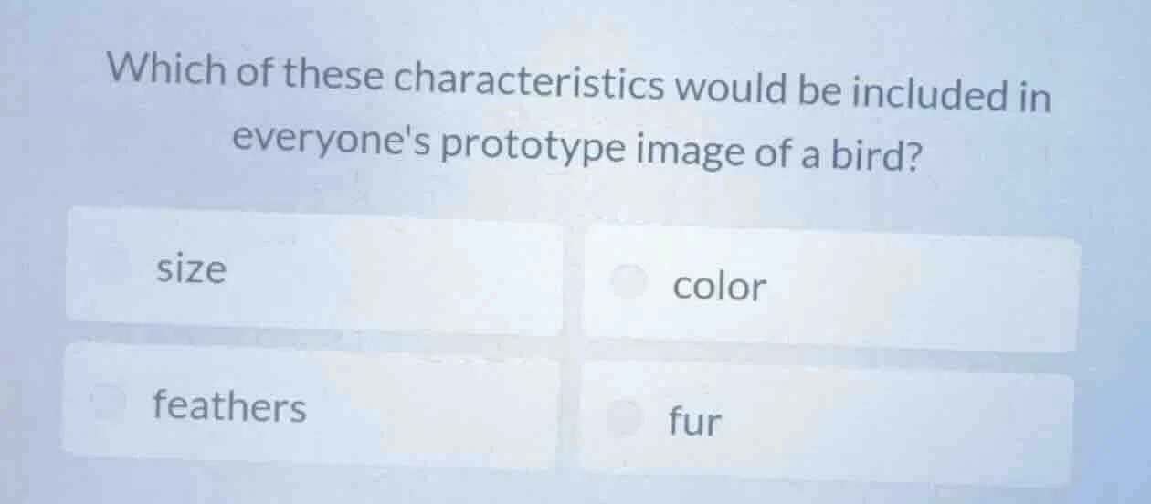 which of these characteristics would be included in everyones prototype…