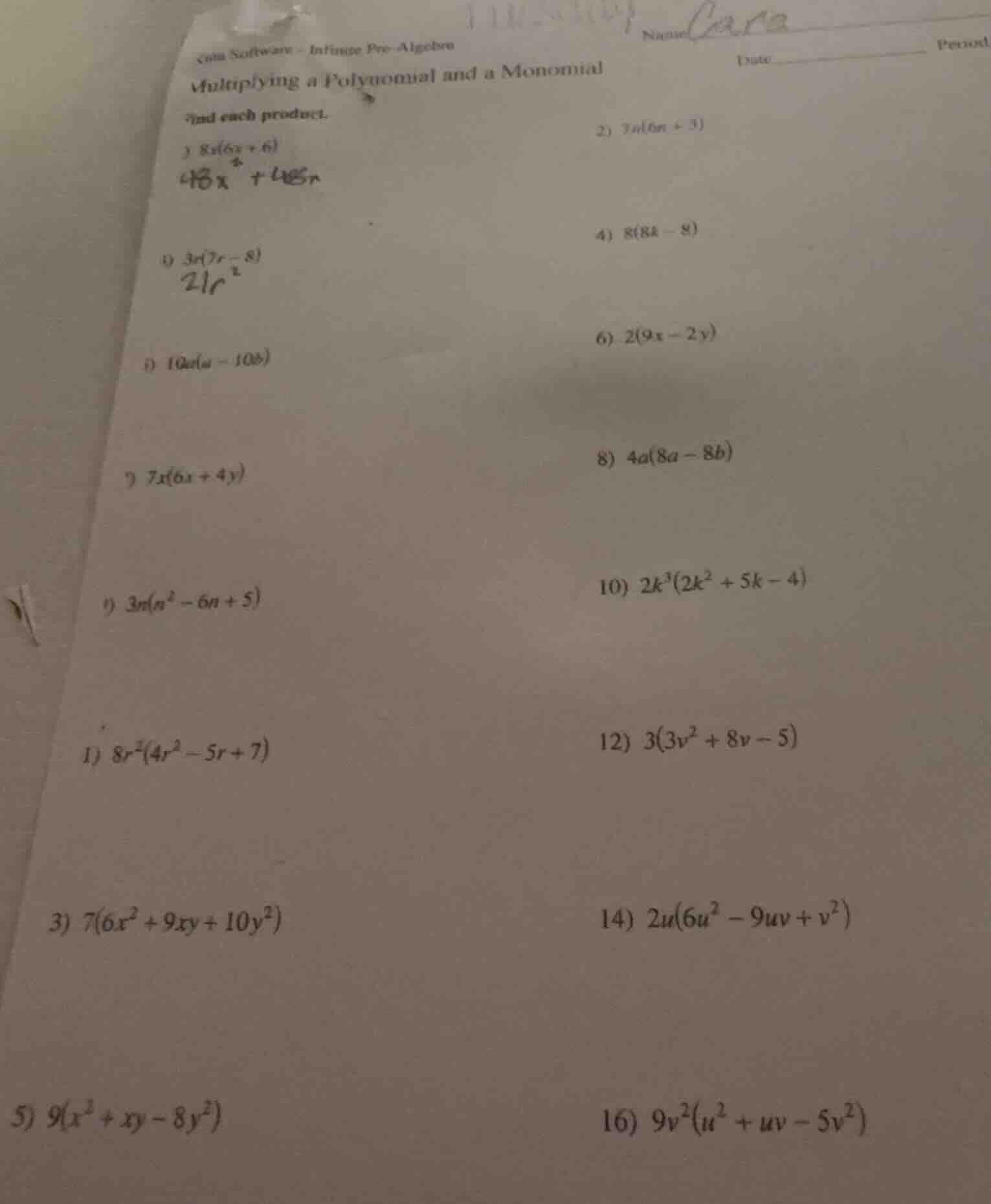 com software - infinite pre - algebra multiplying a polynomial and a mo…