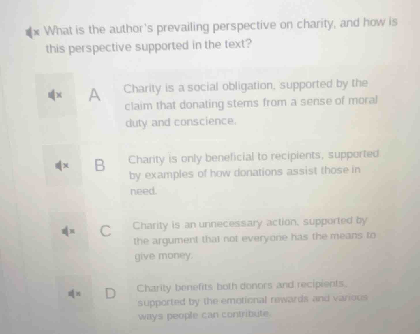 what is the author’s prevailing perspective on charity, and how is this…
