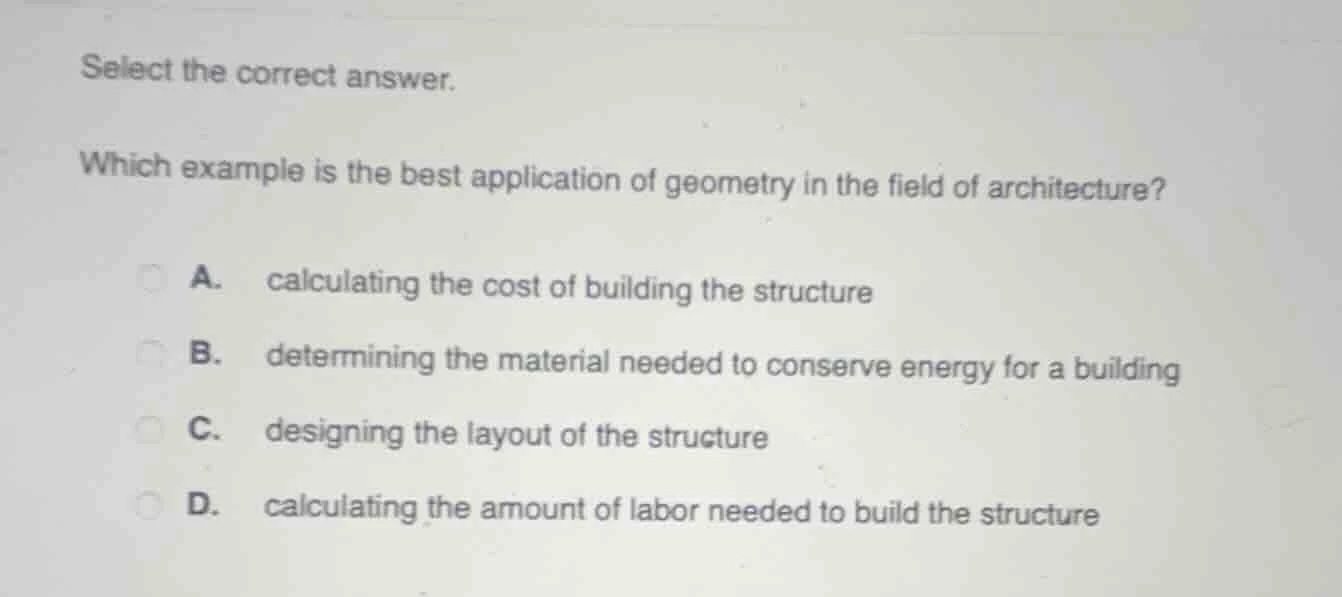 select the correct answer. which example is the best application of geo…