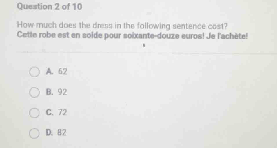 question 2 of 10 how much does the dress in the following sentence cost…