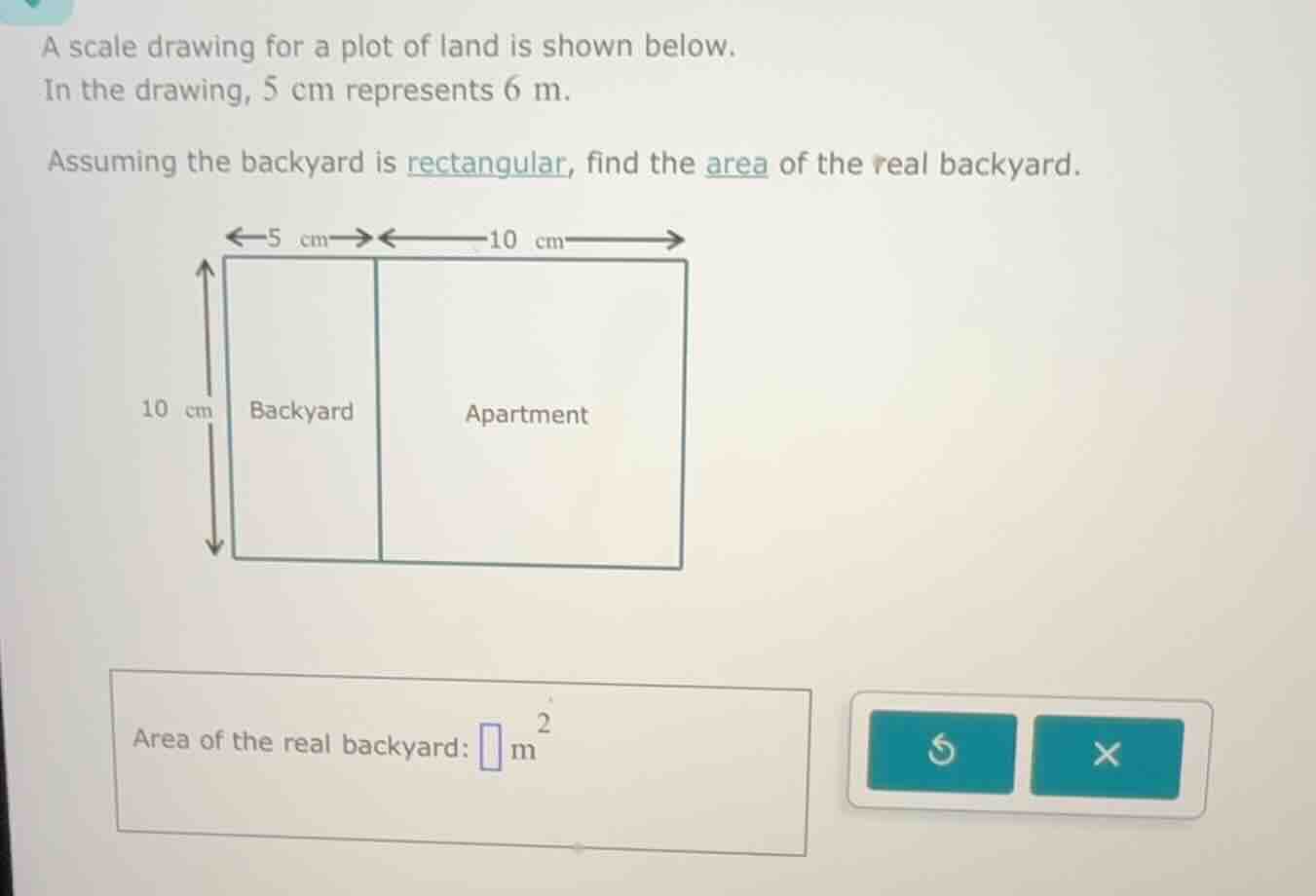 a scale drawing for a plot of land is shown below. in the drawing, 5 cm…