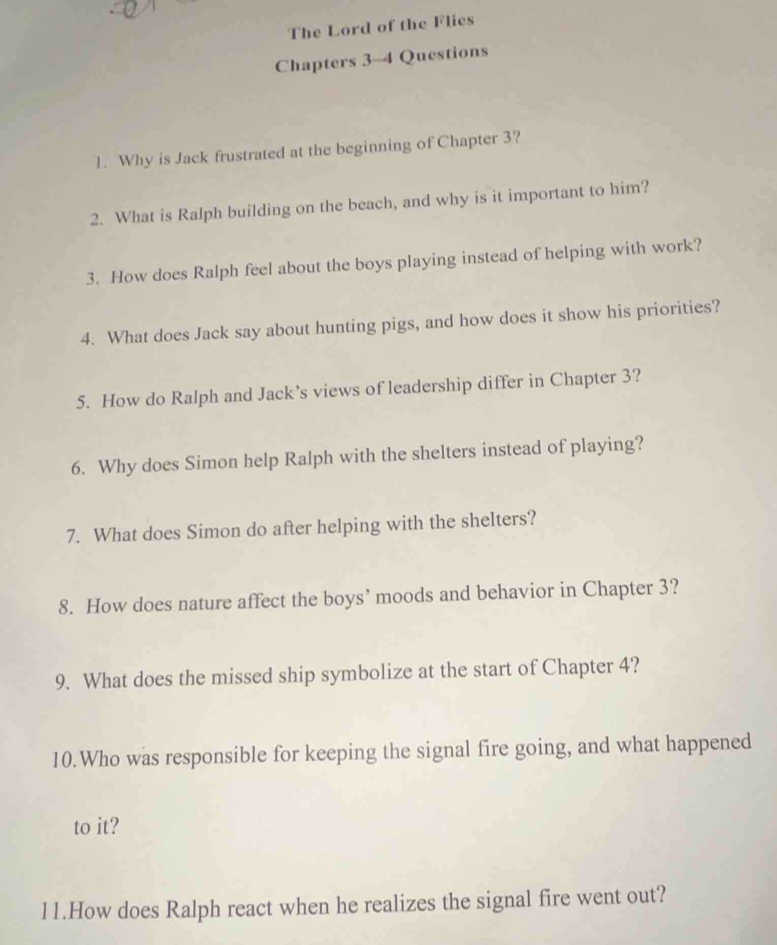 the lord of the flies chapters 3–4 questions 1. why is jack frustrated …