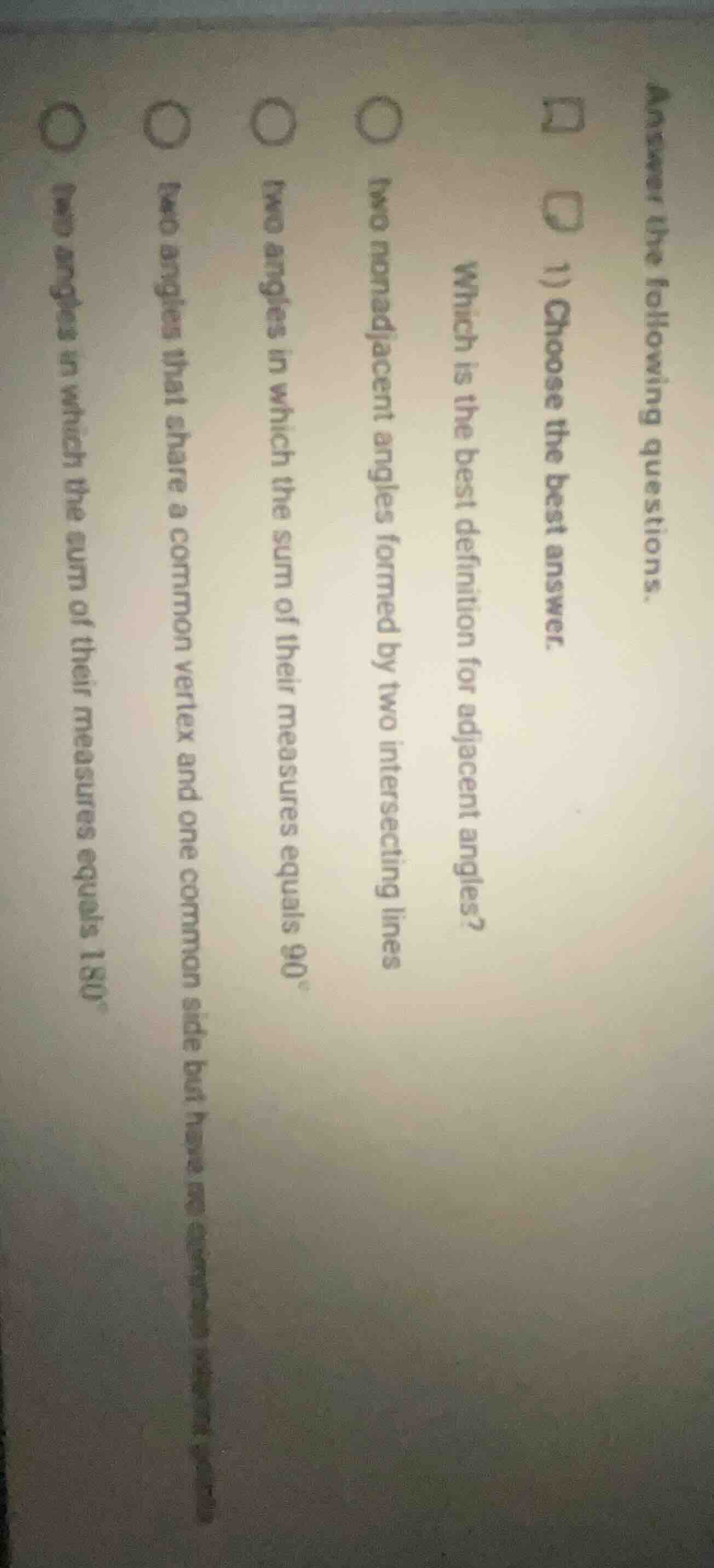 answer the following questions. 1) choose the best answer. which is the…