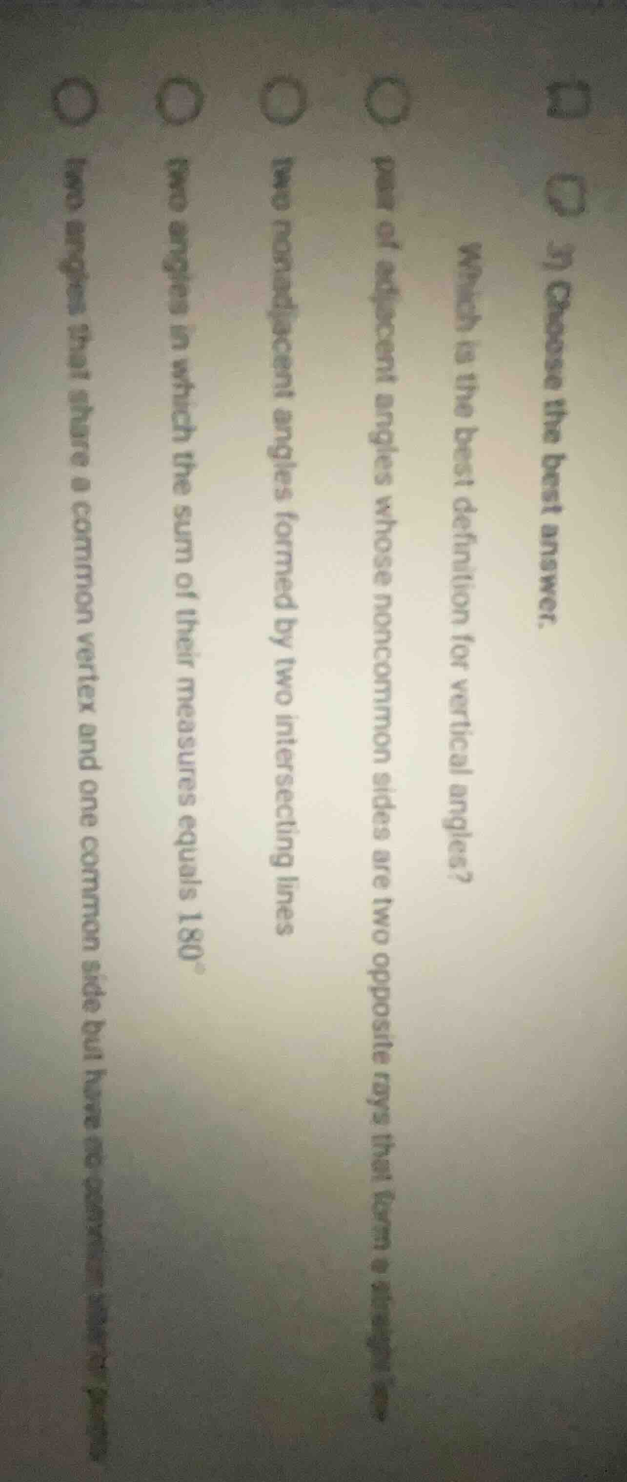 7) choose the best answer. which is the best definition for vertical an…