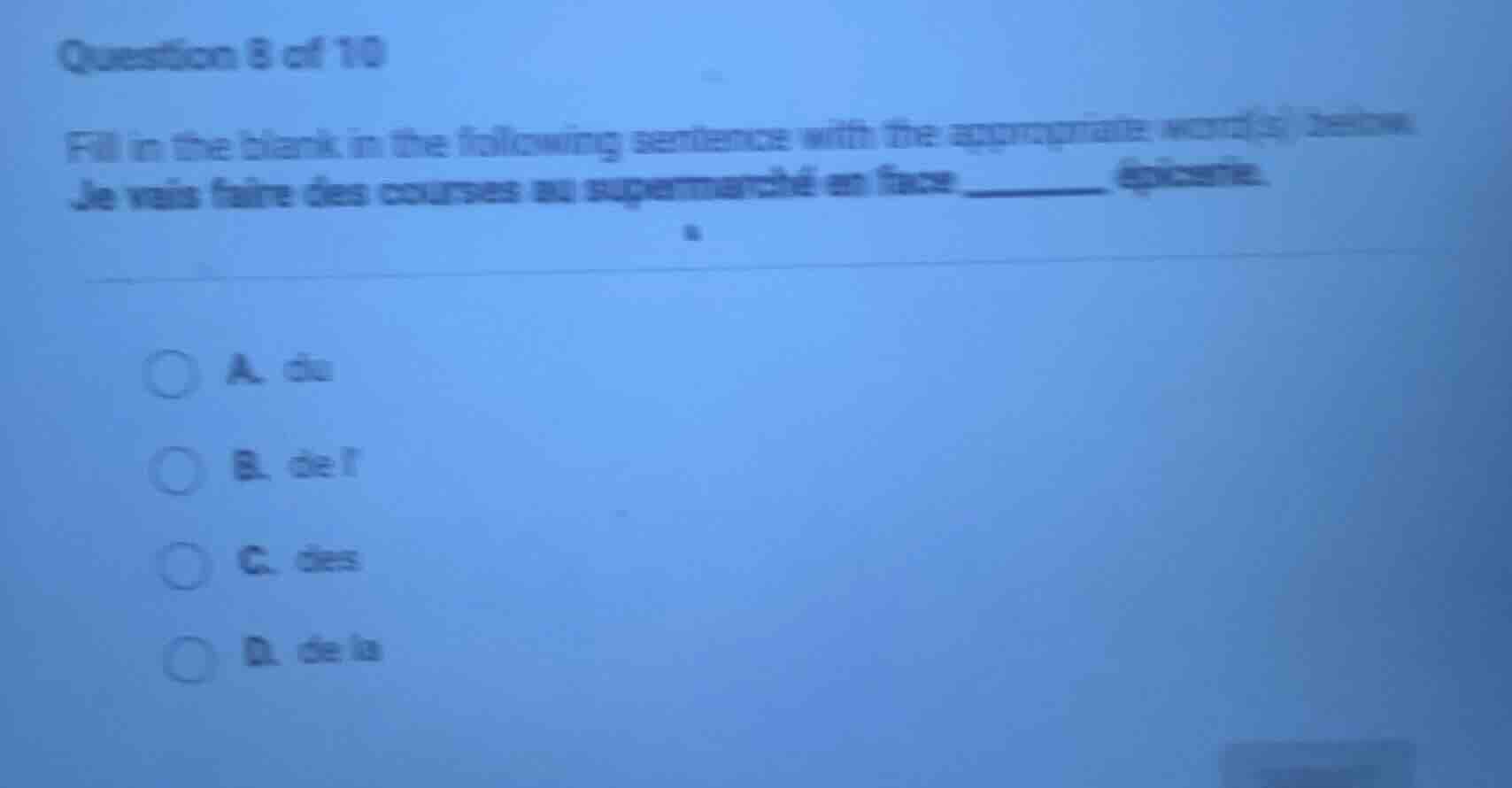 question 8 of 10 fill in the blank in the following sentence with the a…