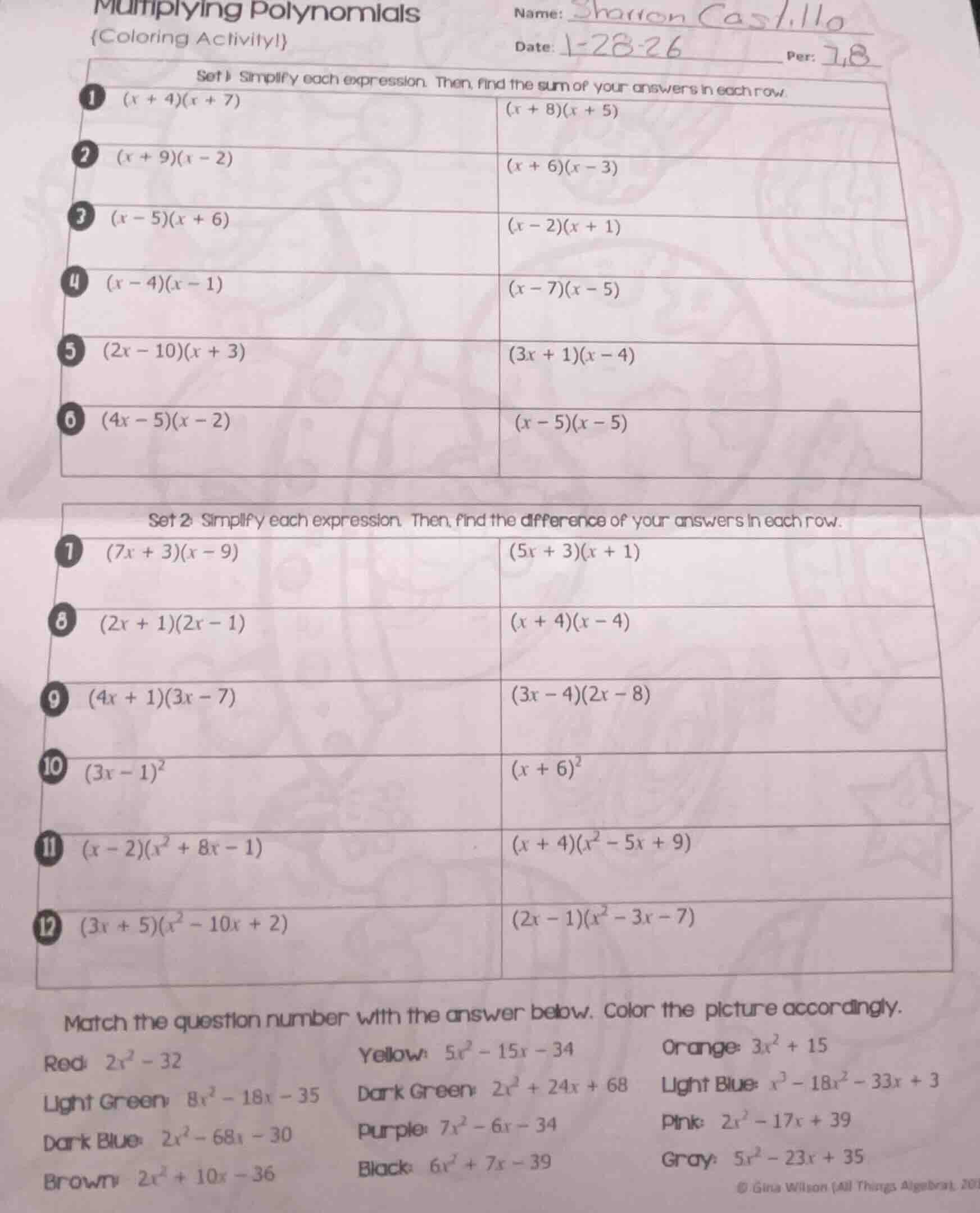 multiplying polynomials {coloring activity!} name: sharon castillo date…