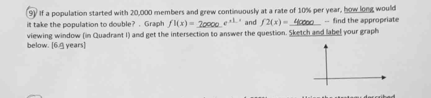 9) if a population started with 20,000 members and grew continuously at…