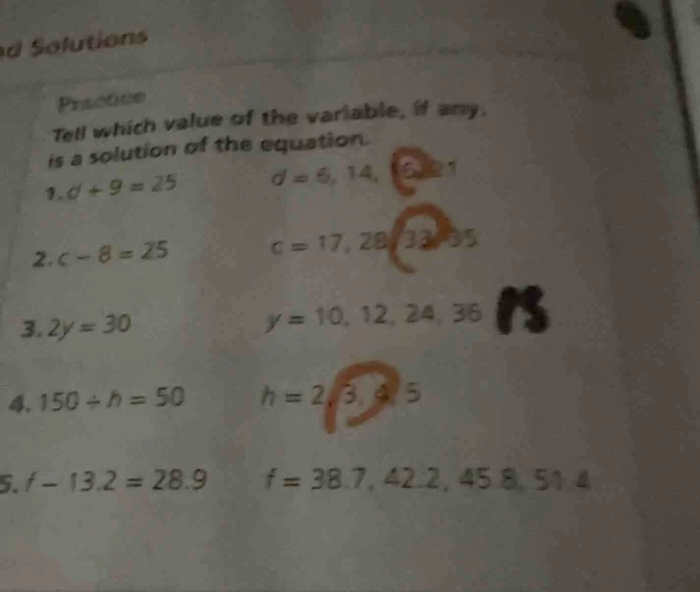 practice tell which value of the variable, if any, is a solution of the…