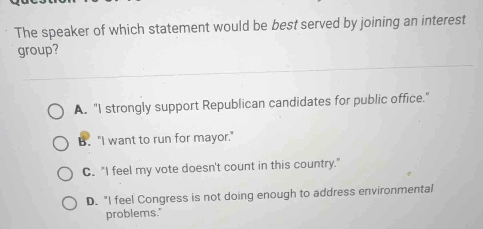 the speaker of which statement would be best served by joining an inter…