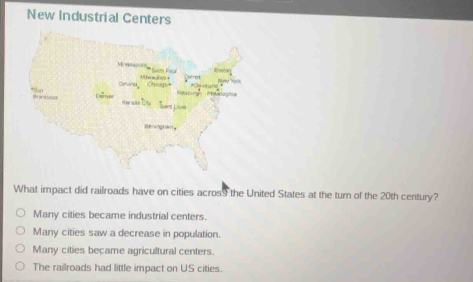 new industrial centers what impact did railroads have on cities across …