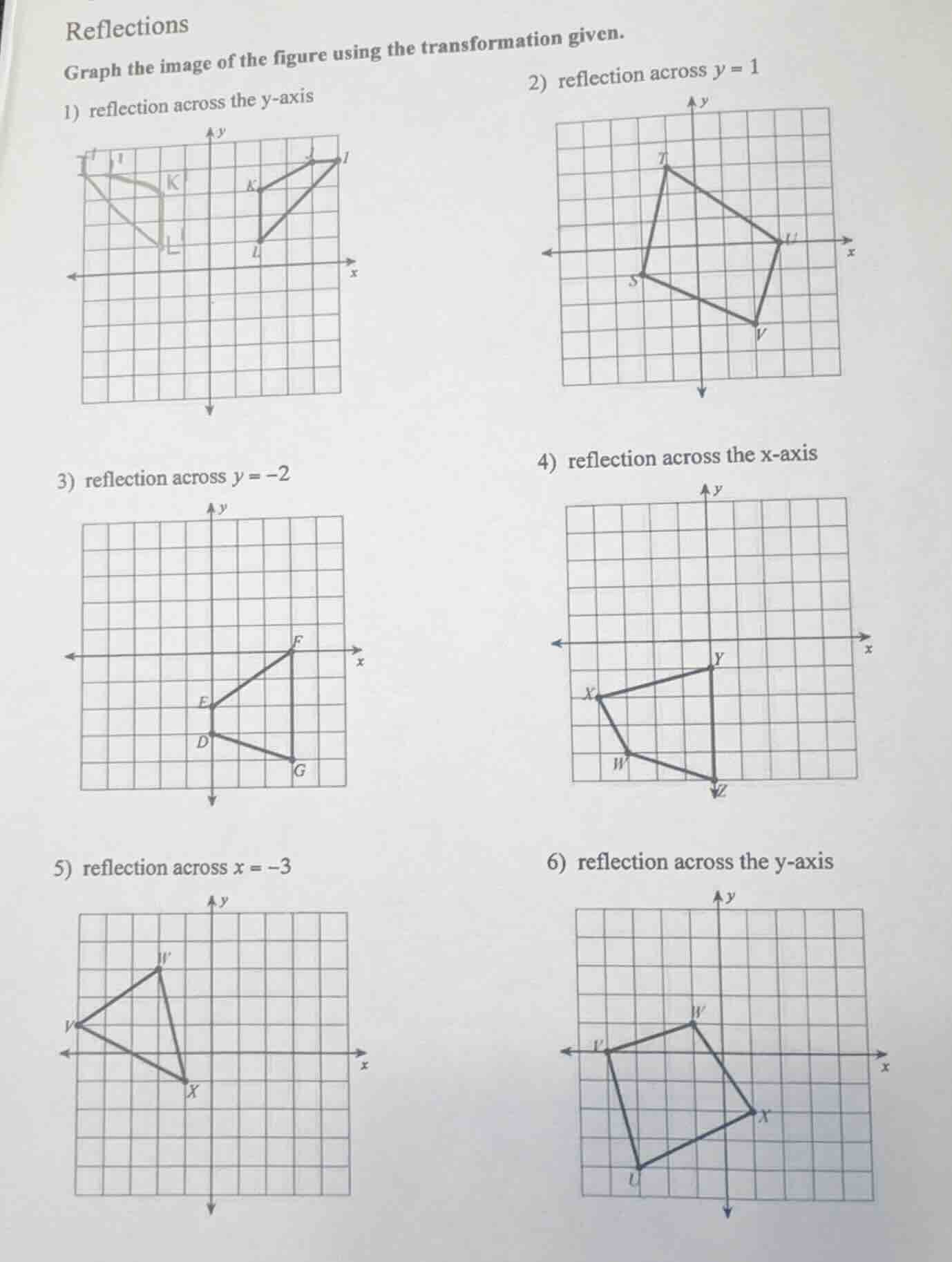 reflections graph the image of the figure using the transformation give…