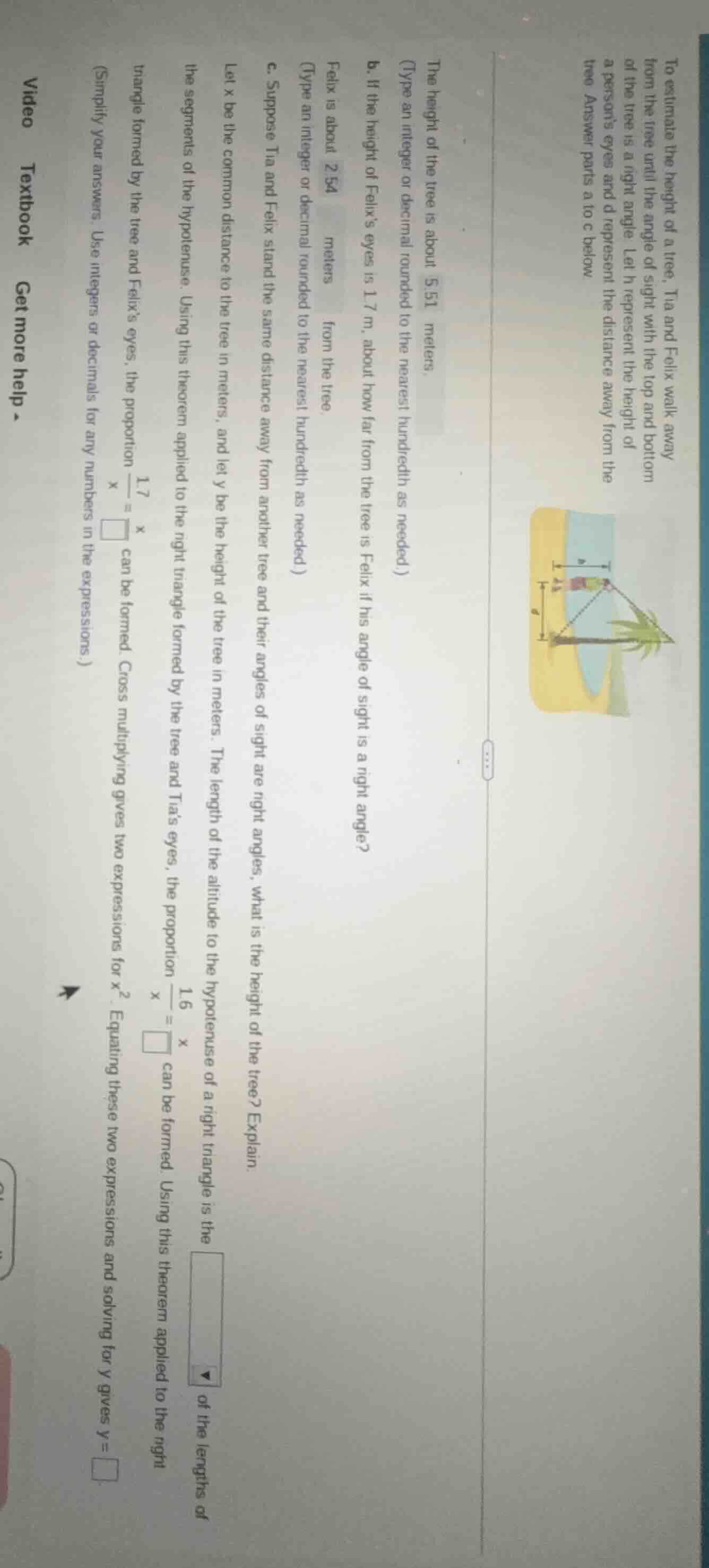 to estimate the height of a tree, tia and felix walk away from the tree…