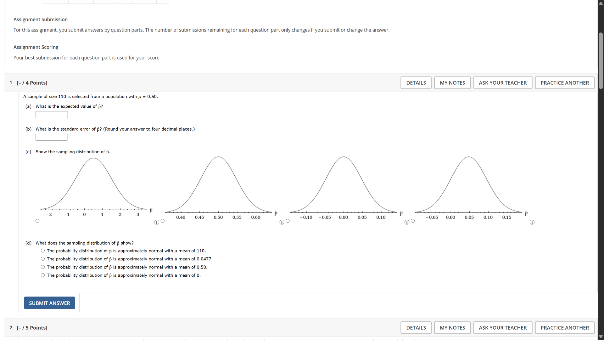 1. - / 4 points a sample of size 110 is selected from a population with…