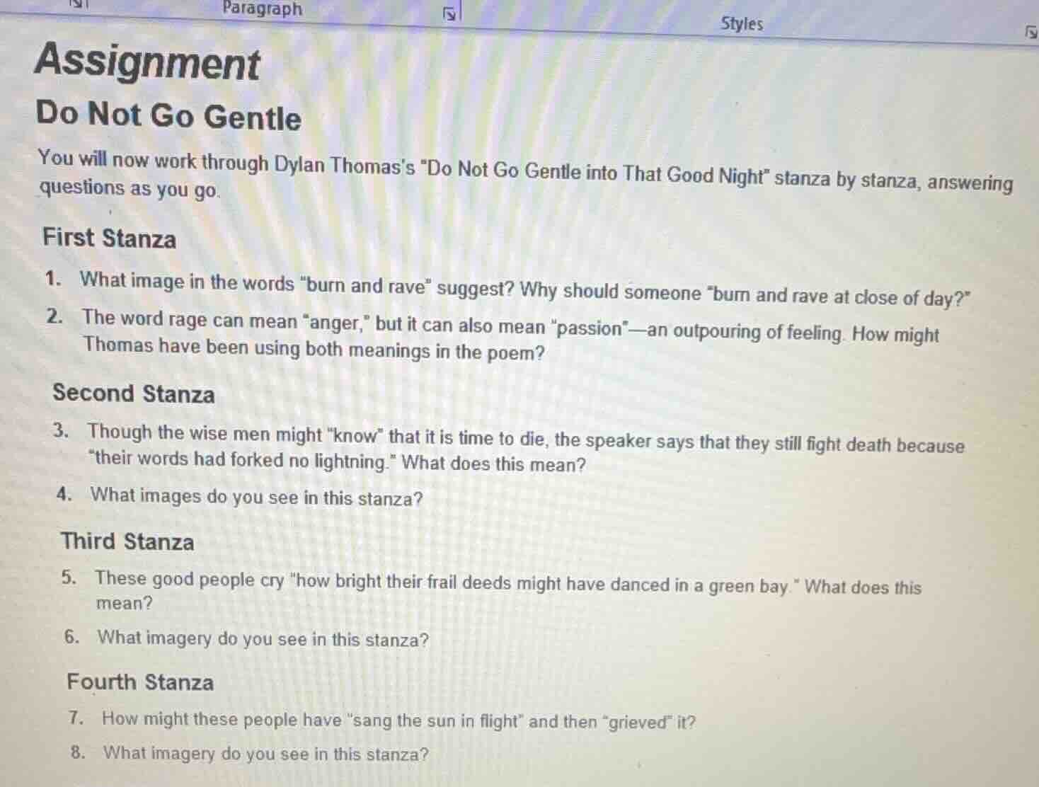 assignment do not go gentle you will now work through dylan thomass \do…