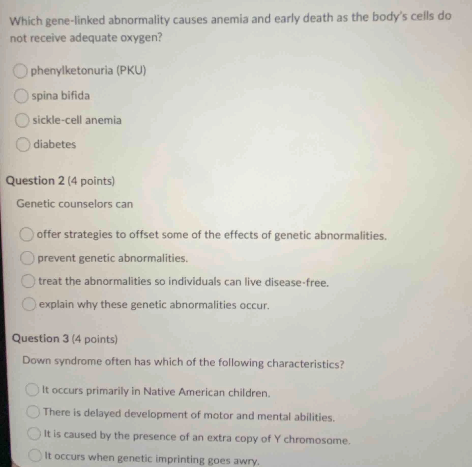 which gene - linked abnormality causes anemia and early death as the bo…