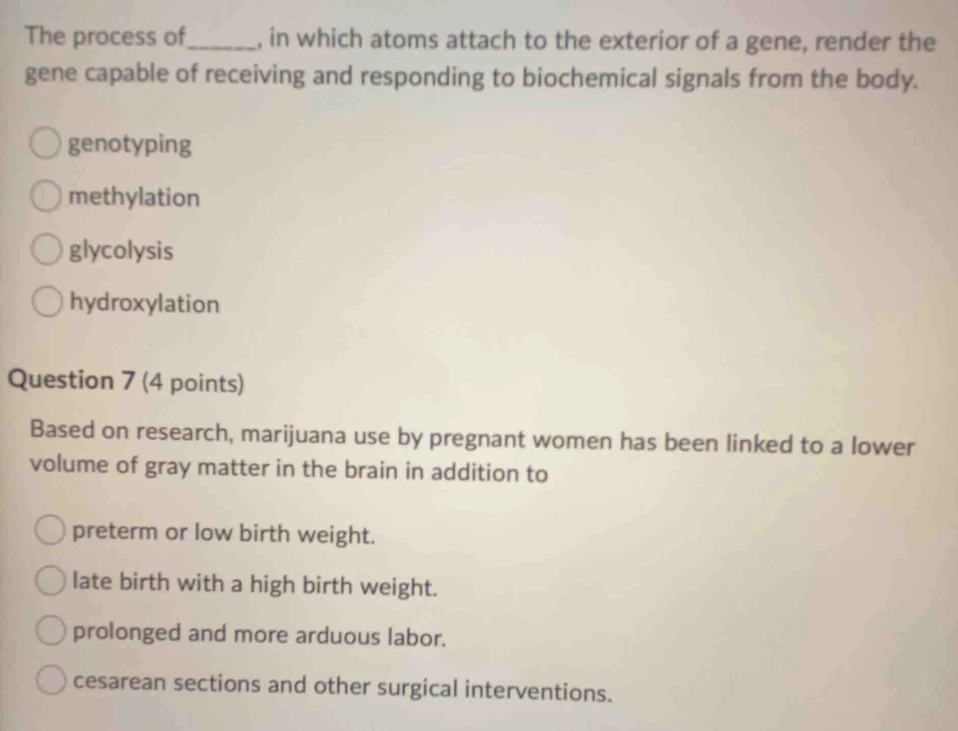 the process of______, in which atoms attach to the exterior of a gene, …