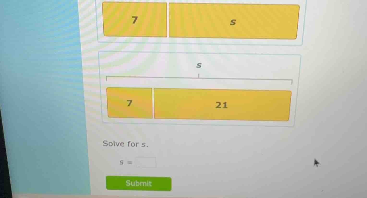 solve for s. s = submit