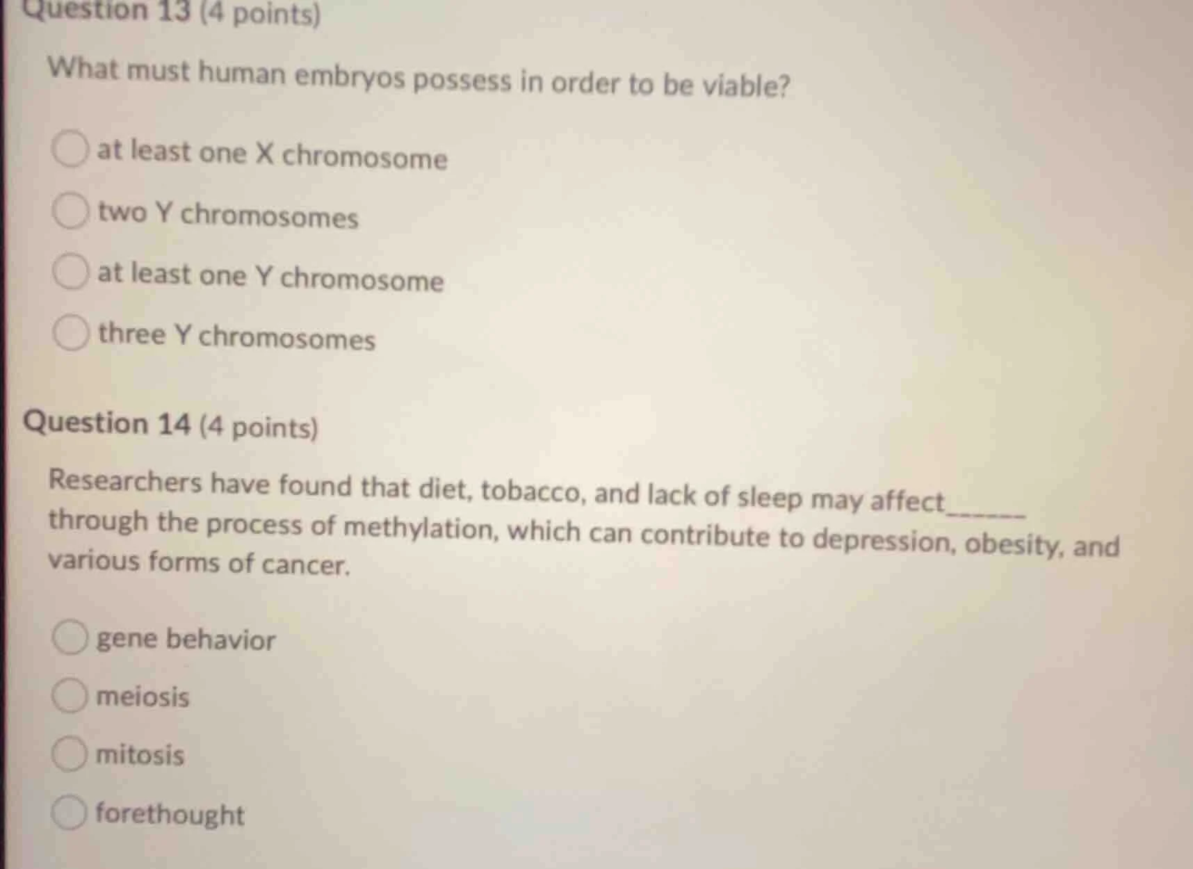 question 13 (4 points) what must human embryos possess in order to be v…