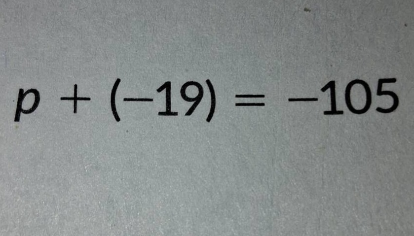 p + (-19) = -105