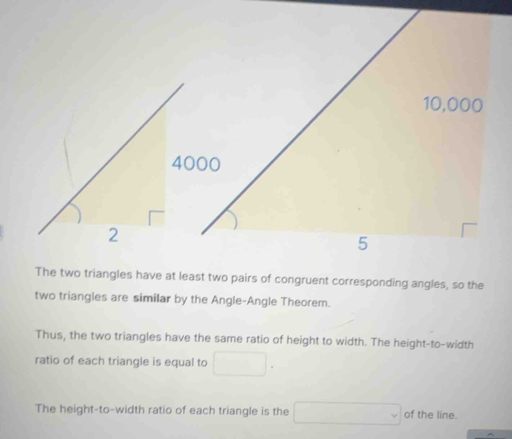 the two triangles have at least two pairs of congruent corresponding an…