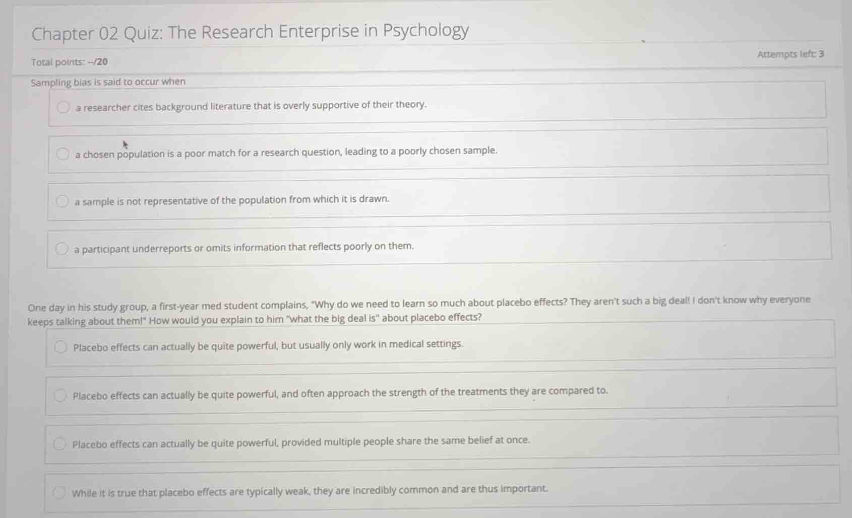 chapter 02 quiz: the research enterprise in psychology total points: ~/…