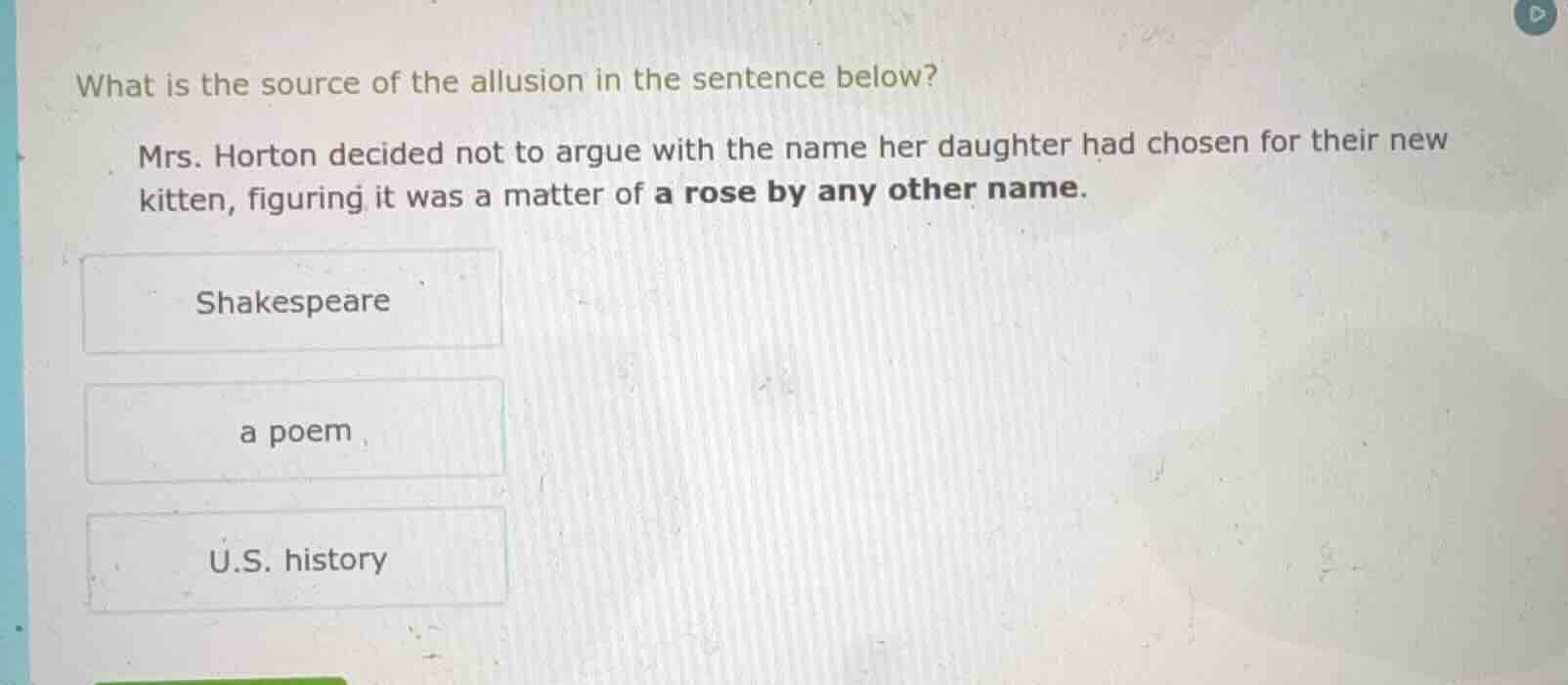 what is the source of the allusion in the sentence below? mrs. horton d…