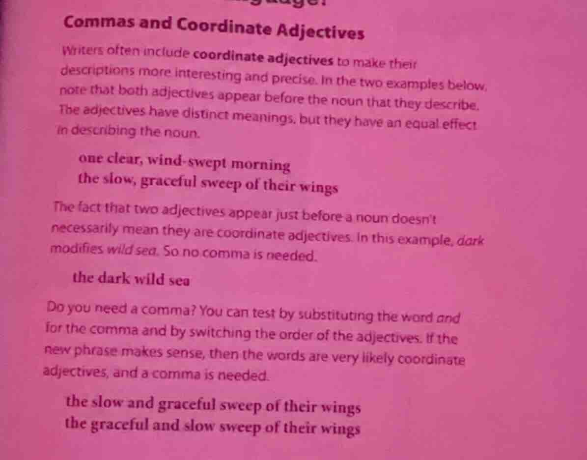 commas and coordinate adjectives writers often include coordinate adjec…