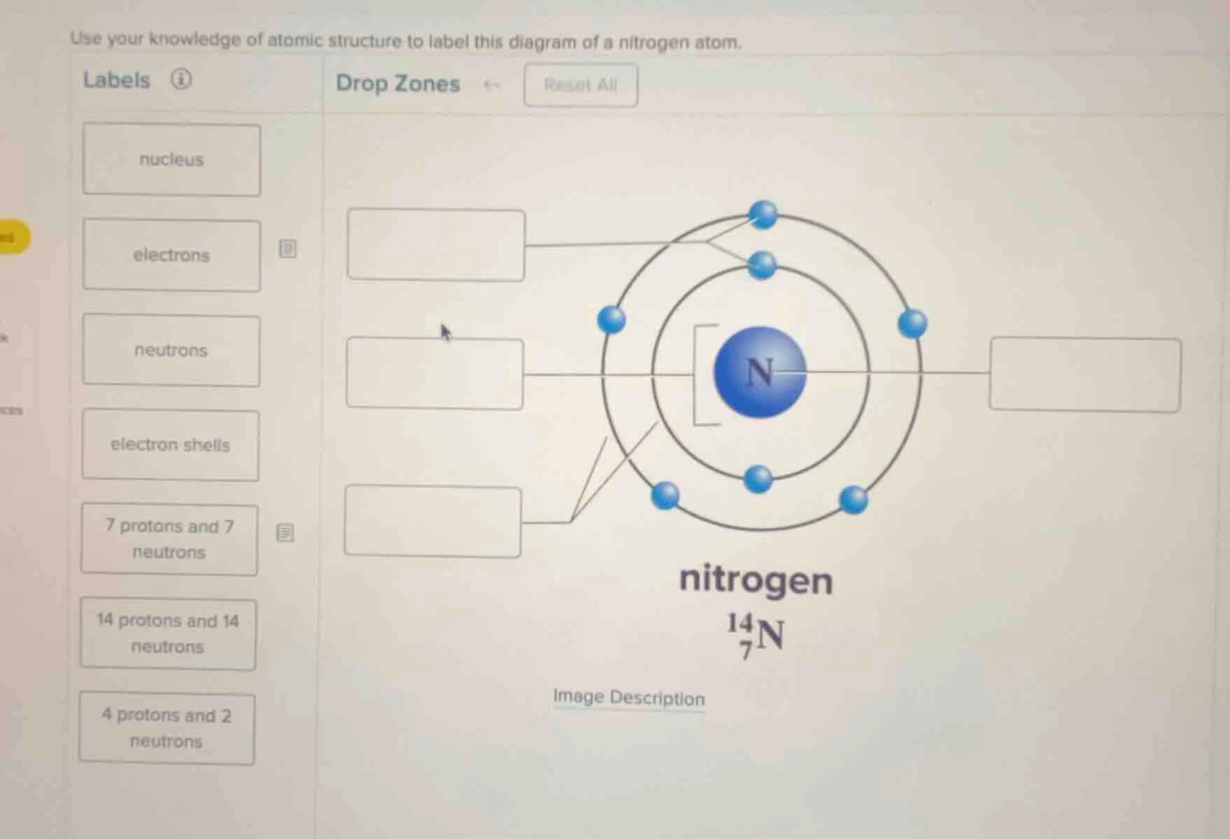 use your knowledge of atomic structure to label this diagram of a nitro…